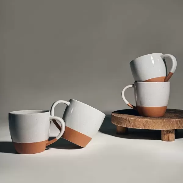 imageMora Ceramics Modern Bundle  Dinner Plates Salad Plates Cereal Bowls Pasta Bowls Latte Mugs  Earl Grey  Microwave Oven and Dishwasher Safe Scratch Resistant