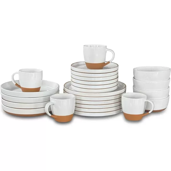 imageMora Ceramics Modern Bundle  Dinner Plates Salad Plates Cereal Bowls Pasta Bowls Latte Mugs  Vanilla White  Microwave Oven and Dishwasher Safe Scratch Resistant