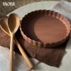 image:imageMORA Ceramic Tart Pan 95 Inch Large Porcelain Baking Dish for Tarts Quiche Pie Flan etc Fluted Ruffled Edge Oven Microwave Freezer and Dishwasher safe  Great Gift For Bakers  OatTeracotta