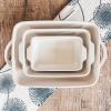 image:imageMora Ceramic Set of 2 Baking Dishes For Casserole Banana Bread Brownies Broiling Roasting and Baking 7x11 in and Loaf Pans  Porcelain Serving Bakeware from Oven to Table Freezer Safe  PeppercornVanilla White