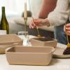image:imageMora Ceramic Set of 2 Baking Dishes For Casserole Banana Bread Brownies Broiling Roasting and Baking 7x11 in and Loaf Pans  Porcelain Serving Bakeware from Oven to Table Freezer Safe  PeppercornMushroom