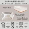 image:imageMora Ceramic Set of 2 Baking Dishes For Casserole Banana Bread Brownies Broiling Roasting and Baking 7x11 in and Loaf Pans  Porcelain Serving Bakeware from Oven to Table Freezer Safe  PeppercornVanilla White
