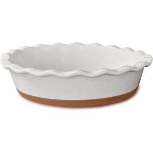 image:imageMORA Ceramic Pie Pan for Baking  9 inch  Deep and Fluted Pie Dish for Old Fashion Apple Pie Quiche Pot Pies Tart etc  Modern Farmhouse Style Porcelain Ceramic Pie Plate  TerracottaVanilla White