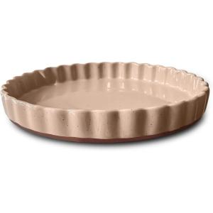 image:imageMORA Ceramic Tart Pan 95 Inch Large Porcelain Baking Dish for Tarts Quiche Pie Flan etc Fluted Ruffled Edge Oven Microwave Freezer and Dishwasher safe  Great Gift For Bakers  OatChai