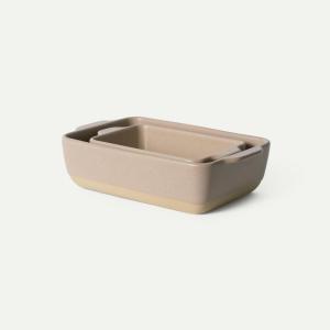 image:imageMora Ceramic Set of 2 Baking Dishes For Casserole Banana Bread Brownies Broiling Roasting and Baking 7x11 in and Loaf Pans  Porcelain Serving Bakeware from Oven to Table Freezer Safe  PeppercornMushroom