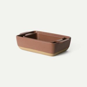 image:imageMora Ceramic Set of 2 Baking Dishes For Casserole Banana Bread Brownies Broiling Roasting and Baking 7x11 in and Loaf Pans  Porcelain Serving Bakeware from Oven to Table Freezer Safe  PeppercornTeracotta