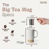 image:imageMORA Ceramics Large Tea Mug with Loose Leaf Infuser and Ceramic Lid 18 oz Portable Microwave Dishwasher Safe Tall Coffee Cup  Rustic Matte Ceramic Glaze Modern Herbal Tea Strainer ThymeOat