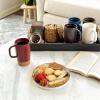image:imageMORA Ceramics Large Tea Mug with Loose Leaf Infuser and Ceramic Lid 18 oz Portable Microwave Dishwasher Safe Tall Coffee Cup  Rustic Matte Ceramic Glaze Modern Herbal Tea Strainer ThymeMerlot