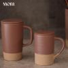 image:imageMORA Ceramics Large Tea Mug with Loose Leaf Infuser and Ceramic Lid 18 oz Portable Microwave Dishwasher Safe Tall Coffee Cup  Rustic Matte Ceramic Glaze Modern Herbal Tea Strainer ThymeTeracotta