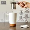 image:imageMORA Ceramics Large Tea Mug with Loose Leaf Infuser and Ceramic Lid 18 oz Portable Microwave Dishwasher Safe Tall Coffee Cup  Rustic Matte Ceramic Glaze Modern Herbal Tea Strainer ThymeCotton White