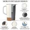 image:imageMORA Ceramics Large Tea Mug with Loose Leaf Infuser and Ceramic Lid 18 oz Portable Microwave Dishwasher Safe Tall Coffee Cup  Rustic Matte Ceramic Glaze Modern Herbal Tea Strainer ThymeCotton White