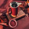 image:imageMORA Ceramics Large Tea Mug with Loose Leaf Infuser and Ceramic Lid 18 oz Portable Microwave Dishwasher Safe Tall Coffee Cup  Rustic Matte Ceramic Glaze Modern Herbal Tea Strainer ThymeMerlot
