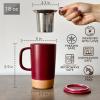 image:imageMORA Ceramics Large Tea Mug with Loose Leaf Infuser and Ceramic Lid 18 oz Portable Microwave Dishwasher Safe Tall Coffee Cup  Rustic Matte Ceramic Glaze Modern Herbal Tea Strainer ThymeMerlot