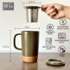 image:imageMORA Ceramics Large Tea Mug with Loose Leaf Infuser and Ceramic Lid 18 oz Portable Microwave Dishwasher Safe Tall Coffee Cup  Rustic Matte Ceramic Glaze Modern Herbal Tea Strainer ThymeOlive