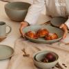 image:imageMORA Jumbo and Large Serving Dishes Set of 2 13 inch and 12 inch Ceramic Pottery Oval Platters  Microwave Oven and Dishwasher Safe  Thyme amp MushroomThyme  Mushroom