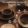 image:imageMORA Medium Dishes Set of 4 30oz Ceramic Pottery Pasta PlateWide Bowls  Microwave Oven and Dishwasher Safe  LiquoriceIris