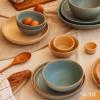 image:imageMORA Medium Dishes Set of 4 30oz Ceramic Pottery Pasta PlateWide Bowls  Microwave Oven and Dishwasher Safe  LiquoriceMerrigold