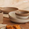 image:imageMORA Medium Dishes Set of 4 30oz Ceramic Pottery Pasta PlateWide Bowls  Microwave Oven and Dishwasher Safe  LiquoriceOat