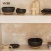 image:imageMORA Mega and Giant Bowls Set of 2 55 and 35 Qt Ceramic Pottery Mixing Bowls  Microwave and Dishwasher Safe  Mushroom amp ThymeLiquorice