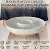 image:imageMora Ceramic Chips and Dip Serving Tray Large Divided Party Bowl Set for Chips amp Salsa Veggies amp Dip Fruit Snacks Entertaining Hosting etc Minimalist Design for the Modern Hostess  ChaiEarl Grey