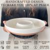 image:imageMora Ceramic Chips and Dip Serving Tray Large Divided Party Bowl Set for Chips amp Salsa Veggies amp Dip Fruit Snacks Entertaining Hosting etc Minimalist Design for the Modern Hostess  ChaiVanilla White