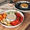 image:imageMora Ceramic Chips and Dip Serving Tray Large Divided Party Bowl Set for Chips amp Salsa Veggies amp Dip Fruit Snacks Entertaining Hosting etc Minimalist Design for the Modern Hostess  ChaiVanilla White