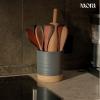 image:imageMora Ceramic Kitchen Utensil Holder  Wooden Spoon amp Spatula Crock for Countertop Modern Farmhouse Home Decor Large 73 Cooking Organizer for Stove Top and Counter  Heavy amp Sturdy  LiquoriceLiquorice