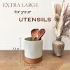 image:imageMora Ceramic Kitchen Utensil Holder  Wooden Spoon amp Spatula Crock for Countertop Modern Farmhouse Home Decor Large 73 Cooking Organizer for Stove Top and Counter  Heavy amp Sturdy  LiquoriceEarl Grey