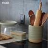image:imageMora Ceramic Kitchen Utensil Holder  Wooden Spoon amp Spatula Crock for Countertop Modern Farmhouse Home Decor Large 73 Cooking Organizer for Stove Top and Counter  Heavy amp Sturdy  LiquoriceThyme