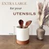 image:imageMora Ceramic Kitchen Utensil Holder  Wooden Spoon amp Spatula Crock for Countertop Modern Farmhouse Home Decor Large 73 Cooking Organizer for Stove Top and Counter  Heavy amp Sturdy  LiquoriceVanilla White