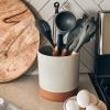 image:imageMora Ceramic Kitchen Utensil Holder  Wooden Spoon amp Spatula Crock for Countertop Modern Farmhouse Home Decor Large 73 Cooking Organizer for Stove Top and Counter  Heavy amp Sturdy  LiquoriceEarl Grey
