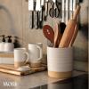 image:imageMora Ceramic Kitchen Utensil Holder  Wooden Spoon amp Spatula Crock for Countertop Modern Farmhouse Home Decor Large 73 Cooking Organizer for Stove Top and Counter  Heavy amp Sturdy  LiquoriceOat