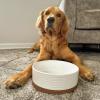 image:imageMora Ceramic Pet Bowl Size Large  FoodWater Dish for Large Dogs Cats Great Dane Mastiff ect 50oz or 8 Cups  Basic Bowls for Your Large Dog or Cat Mix and Match for a Set  OatVanilla White