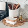 image:imageMora Ceramic TwoinOne Butter Dish with Lid Covered Butter Crock Container to Leave on Countertop  Large Storage KeeperHolder for Kitchen Gifts for Her Butter Tray For Counter  ChaiVanilla White