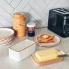 image:imageMora Ceramic TwoinOne Butter Dish with Lid Covered Butter Crock Container to Leave on Countertop  Large Storage KeeperHolder for Kitchen Gifts for Her Butter Tray For Counter  ChaiVanilla White