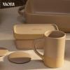 image:imageMora Ceramic TwoinOne Butter Dish with Lid Covered Butter Crock Container to Leave on Countertop  Large Storage KeeperHolder for Kitchen Gifts for Her Butter Tray For Counter  ChaiMushroom