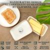 image:imageMora Ceramic TwoinOne Butter Dish with Lid Covered Butter Crock Container to Leave on Countertop  Large Storage KeeperHolder for Kitchen Gifts for Her Butter Tray For Counter  ChaiVanilla White