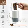 image:imageMora Ceramics Tea Cup with Loose Leaf Infuser Spoon and Lid 12 oz Microwave and Dishwasher Safe Coffee Mug  Rustic Matte Ceramic Glaze Modern Herbal Tea Strainer  Great Gift for Women TerracottaFlint