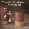 image:imageMora Ceramics Tea Cup with Loose Leaf Infuser Spoon and Lid 12 oz Microwave and Dishwasher Safe Coffee Mug  Rustic Matte Ceramic Glaze Modern Herbal Tea Strainer  Great Gift for Women TerracottaTeracotta