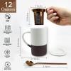 image:imageMora Ceramics Tea Cup with Loose Leaf Infuser Spoon and Lid 12 oz Microwave and Dishwasher Safe Coffee Mug  Rustic Matte Ceramic Glaze Modern Herbal Tea Strainer  Great Gift for Women TerracottaGarnet