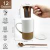 image:imageMora Ceramics Tea Cup with Loose Leaf Infuser Spoon and Lid 12 oz Microwave and Dishwasher Safe Coffee Mug  Rustic Matte Ceramic Glaze Modern Herbal Tea Strainer  Great Gift for Women TerracottaPetro