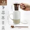 image:imageMora Ceramics Tea Cup with Loose Leaf Infuser Spoon and Lid 12 oz Microwave and Dishwasher Safe Coffee Mug  Rustic Matte Ceramic Glaze Modern Herbal Tea Strainer  Great Gift for Women TerracottaLimestone