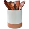 image:imageMora Ceramic Kitchen Utensil Holder  Wooden Spoon amp Spatula Crock for Countertop Modern Farmhouse Home Decor Large 73 Cooking Organizer for Stove Top and Counter  Heavy amp Sturdy  LiquoriceEarl Grey