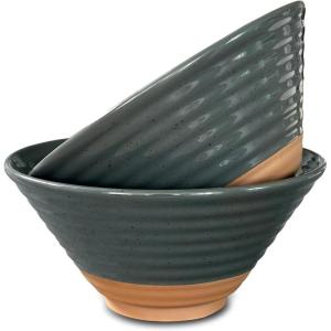 image:imageMORA Ceramic Ramen Bowl Set of 2 45oz  Great for Pho Miso Udon Soup Instant Noodles Serving Thai or Asian Food  Microwave Safe Large Japanese Noodle Bowls Modern Kitchen  MushroomCharcoal
