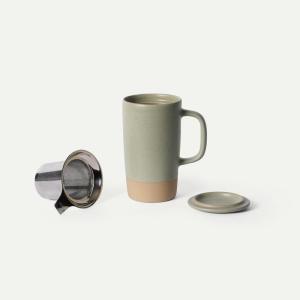 image:imageMORA Ceramics Large Tea Mug with Loose Leaf Infuser and Ceramic Lid 18 oz Portable Microwave Dishwasher Safe Tall Coffee Cup  Rustic Matte Ceramic Glaze Modern Herbal Tea Strainer ThymeThyme