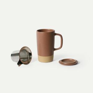 image:imageMORA Ceramics Large Tea Mug with Loose Leaf Infuser and Ceramic Lid 18 oz Portable Microwave Dishwasher Safe Tall Coffee Cup  Rustic Matte Ceramic Glaze Modern Herbal Tea Strainer ThymeTeracotta