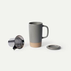 image:imageMORA Ceramics Large Tea Mug with Loose Leaf Infuser and Ceramic Lid 18 oz Portable Microwave Dishwasher Safe Tall Coffee Cup  Rustic Matte Ceramic Glaze Modern Herbal Tea Strainer ThymePeppercorn