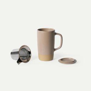 image:imageMORA Ceramics Large Tea Mug with Loose Leaf Infuser and Ceramic Lid 18 oz Portable Microwave Dishwasher Safe Tall Coffee Cup  Rustic Matte Ceramic Glaze Modern Herbal Tea Strainer ThymeMushroom