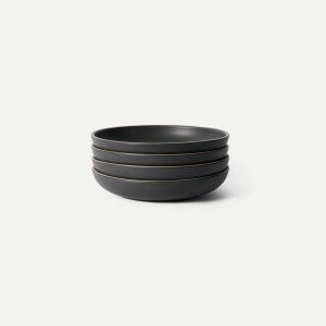 image:imageMORA Medium Dishes Set of 4 30oz Ceramic Pottery Pasta PlateWide Bowls  Microwave Oven and Dishwasher Safe  LiquoriceLiquorice