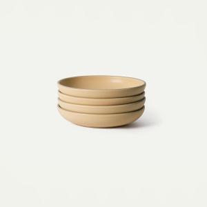 image:imageMORA Medium Dishes Set of 4 30oz Ceramic Pottery Pasta PlateWide Bowls  Microwave Oven and Dishwasher Safe  LiquoriceMerrigold